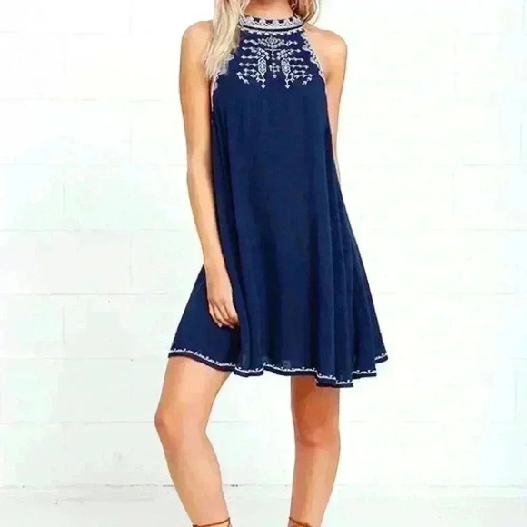 On The Road Dresses & Skirts - On the road  blue halter dress blue,  size small
